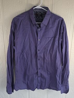 FILTER Men’s Purple Printed Button-Down Shirt, Size XL
